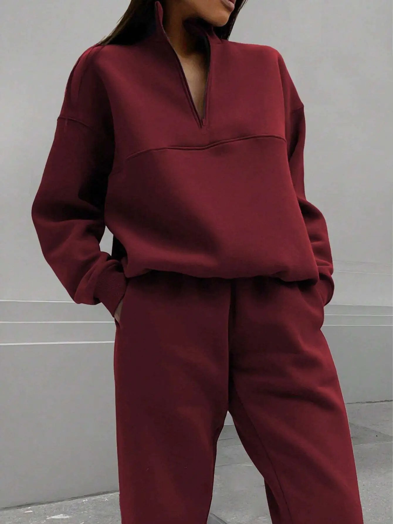 Style Loft Collection Lapel Zip Solid Leisure Suit