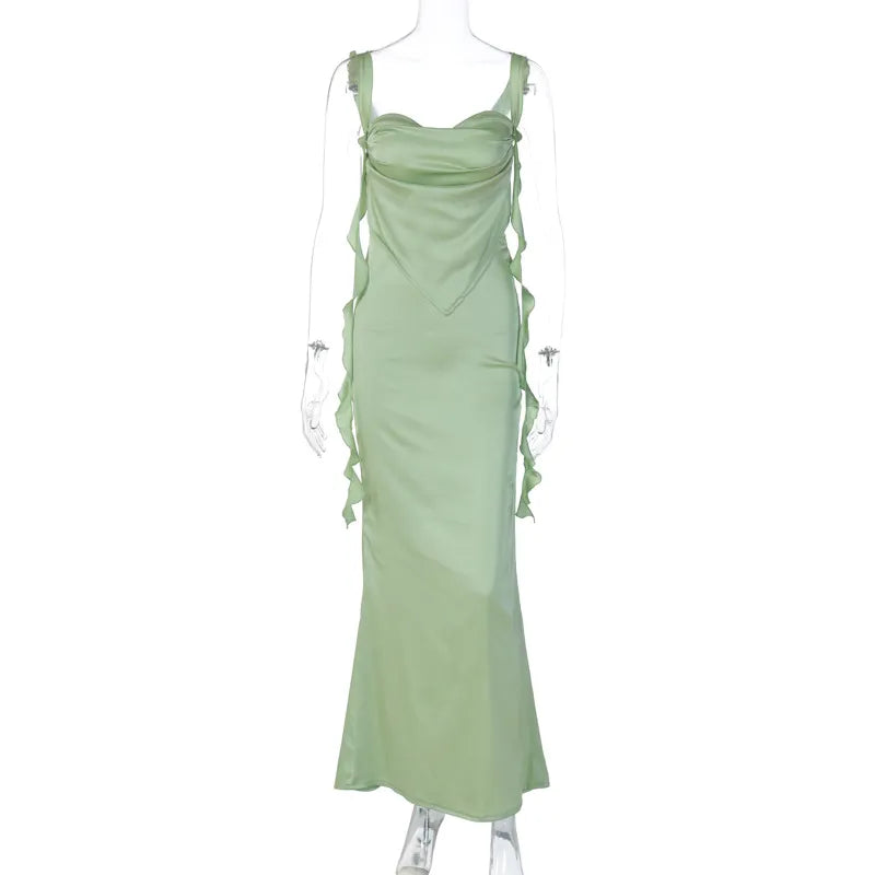 Style Loft Collection Arboretum Lights Lace Sling Ruffled Backless Ribbon Dress
