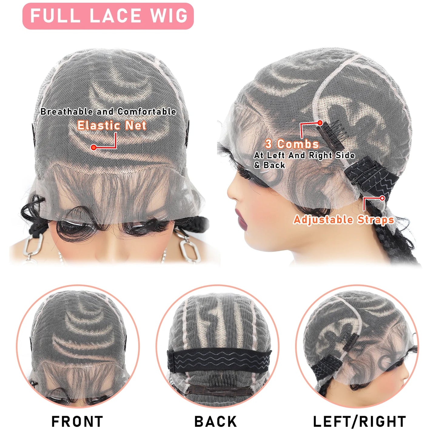 16 Inch Cornrow Braided Wig | Full Lace with Bantu Knots and Baby Hair