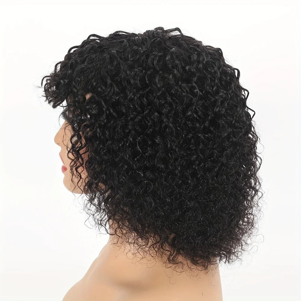 Curly Short Bob Cut Human Hair Wigs With Bangs Kinky Curly Bob Wig Brazilian Remy Hair Full Machine Made