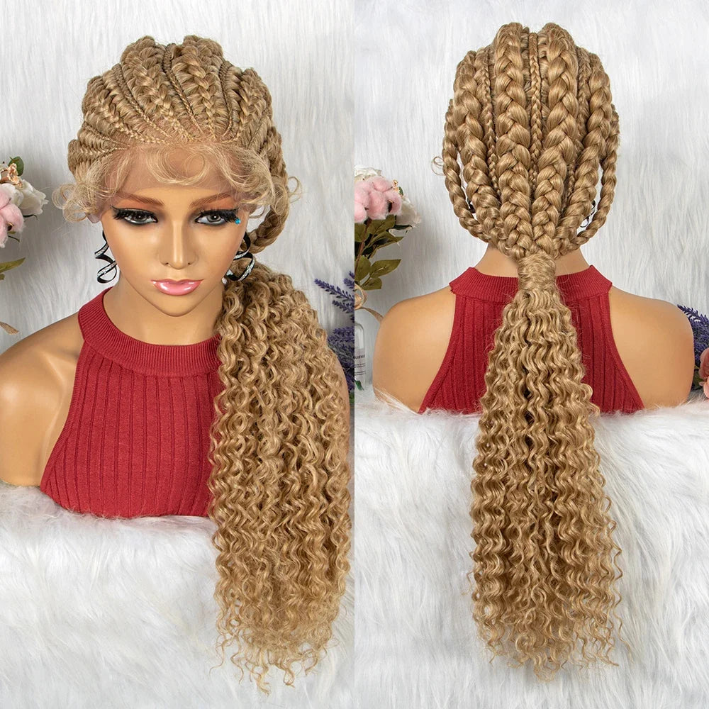 Braided Ponytail Wig | Kinky Curly Lace Front with Baby Hair