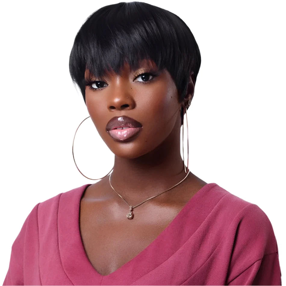 Pixie Cut Bob Human Hair Wig | Straight Remy Glueless Wig | Ready-to-Wear Machine Made