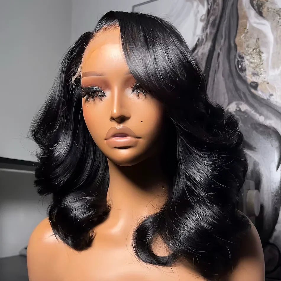 Brazilian 250% Density Short Bob Body Wave Wig | 13x4 HD Transparent Lace Front & 4x4 Lace Closure Human Hair (Pre-Plucked for Women)