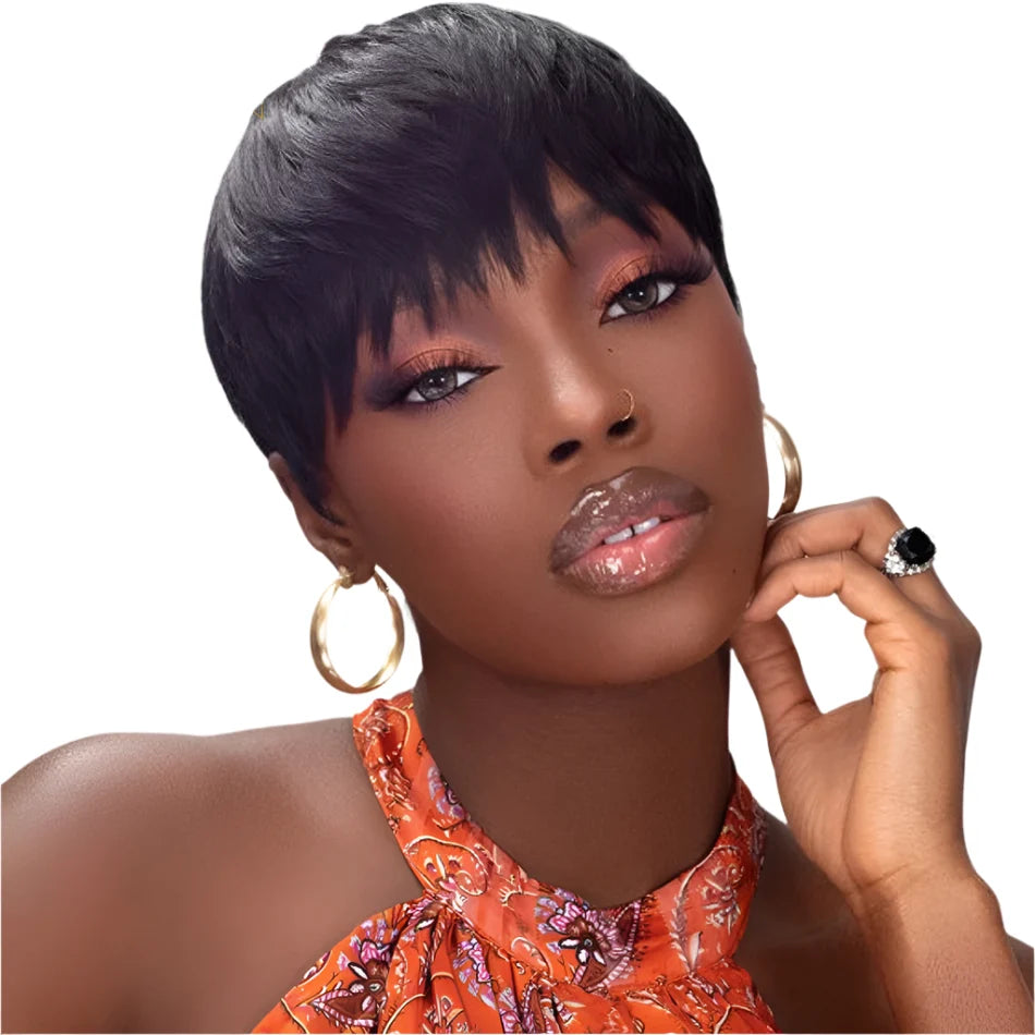 Pixie Cut Bob Human Hair Wig | Straight Remy Glueless Wig | Ready-to-Wear Machine Made