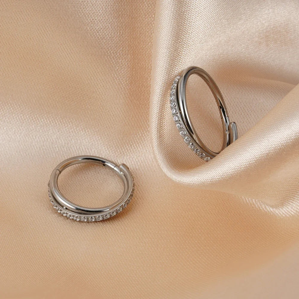 Right Grand Implant Grade Titanium Hinged Seamless Earrings Clicker Hoop Ring for Cartilage Helix Rook Septum Daith Tragus Conch
