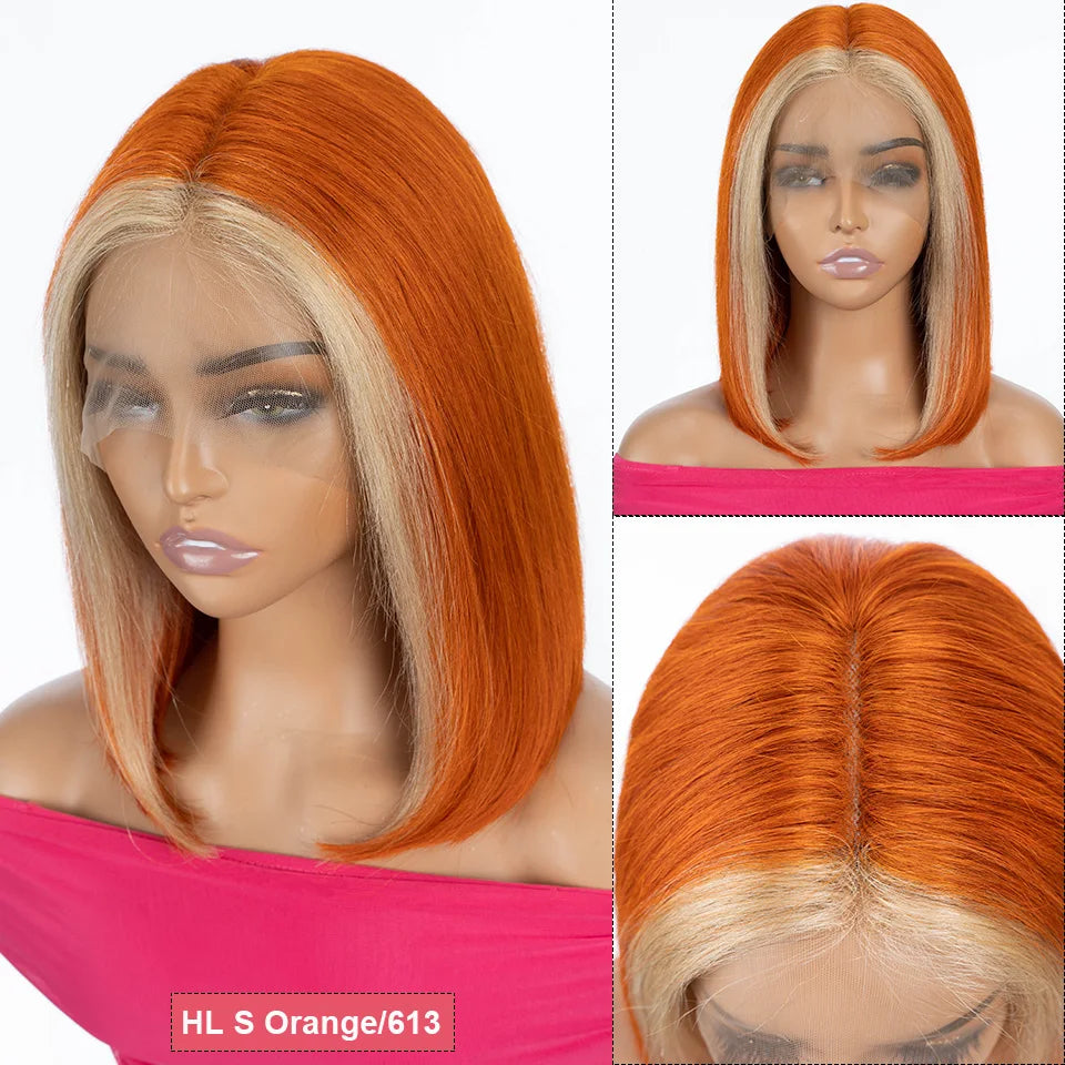 Ginger Short Bob Wig | Straight Human Hair T-Part Lace Front