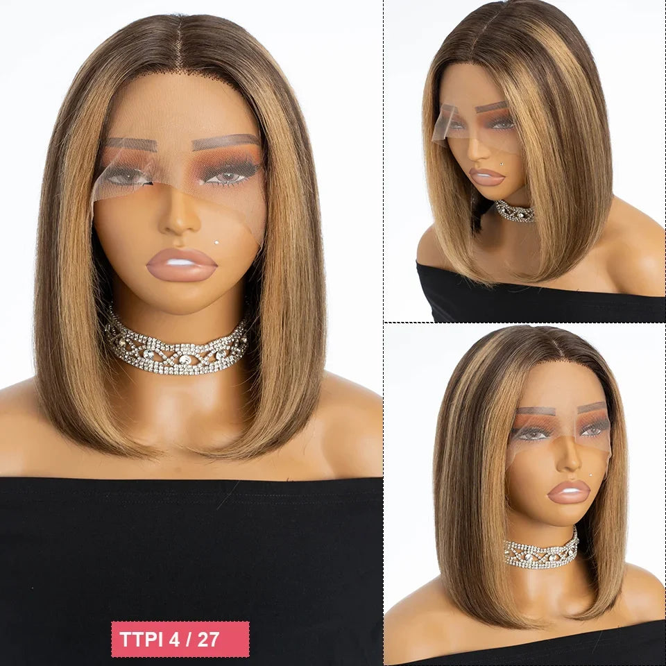 Ginger Short Bob Wig | Straight Human Hair T-Part Lace Front