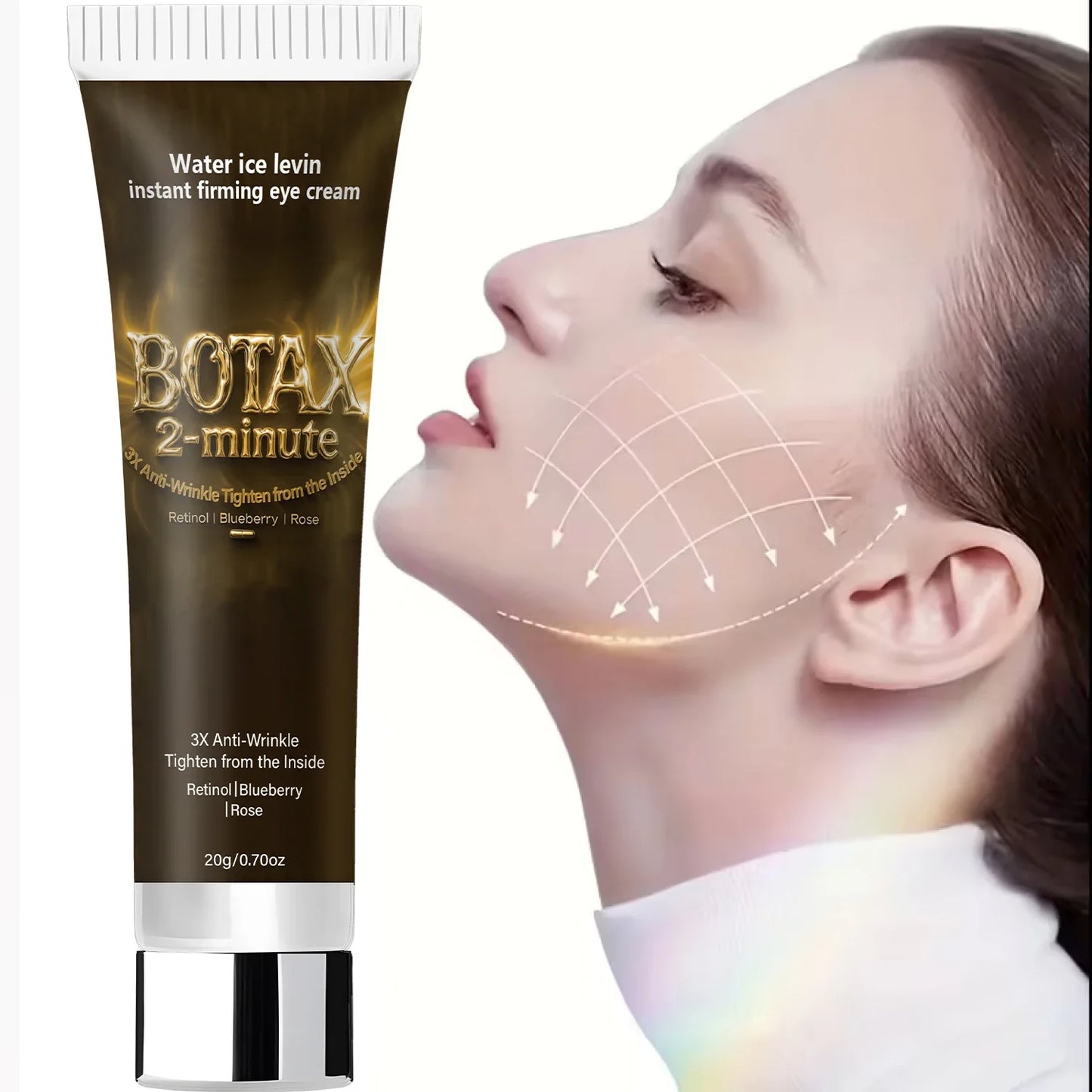 Instant Firming Eye Cream with Retinol & Hyaluronic Acid, 3X Anti-Wrinkle, Tightens from Inside, Blueberry & Rose Extract.