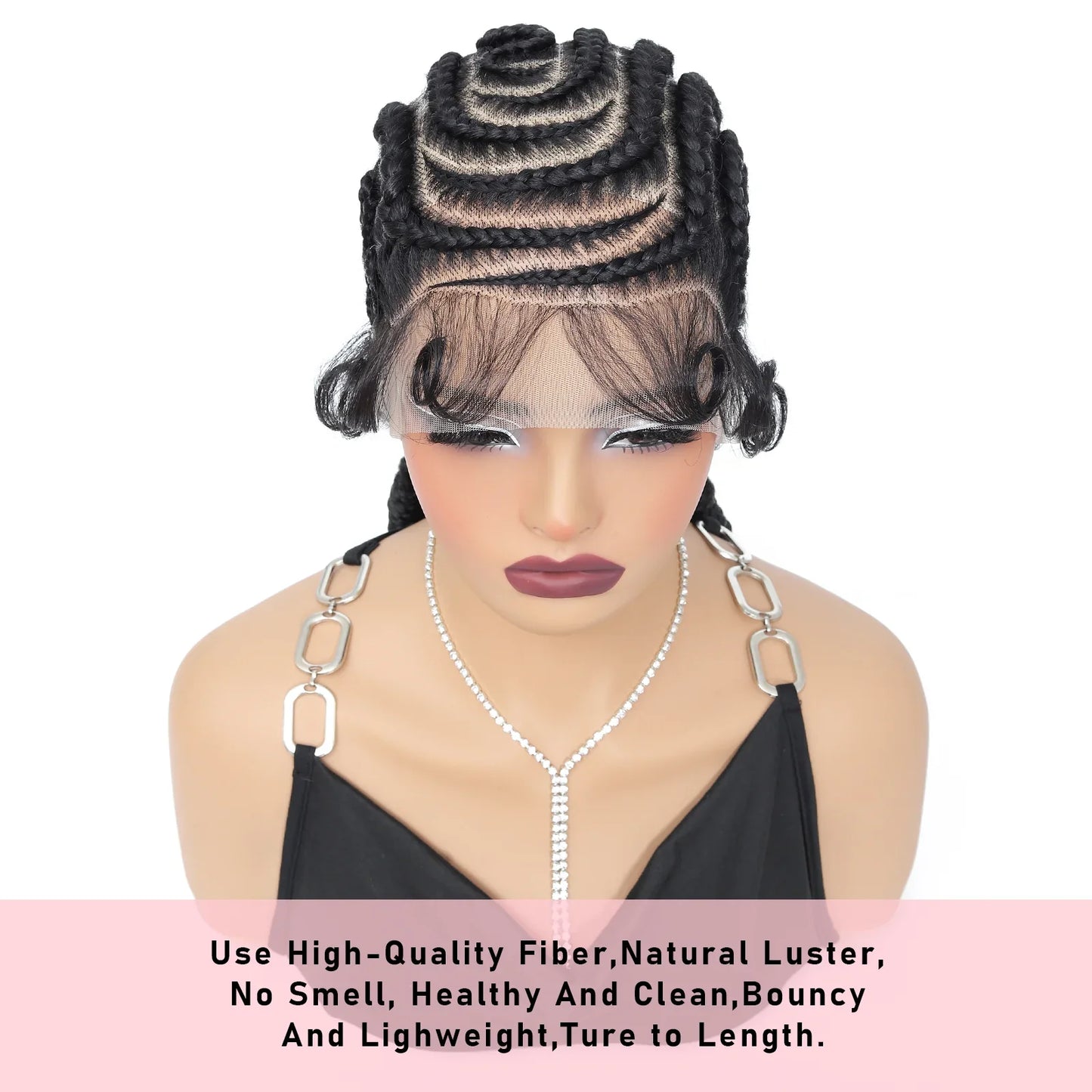 16 Inch Cornrow Braided Wig | Full Lace with Bantu Knots and Baby Hair