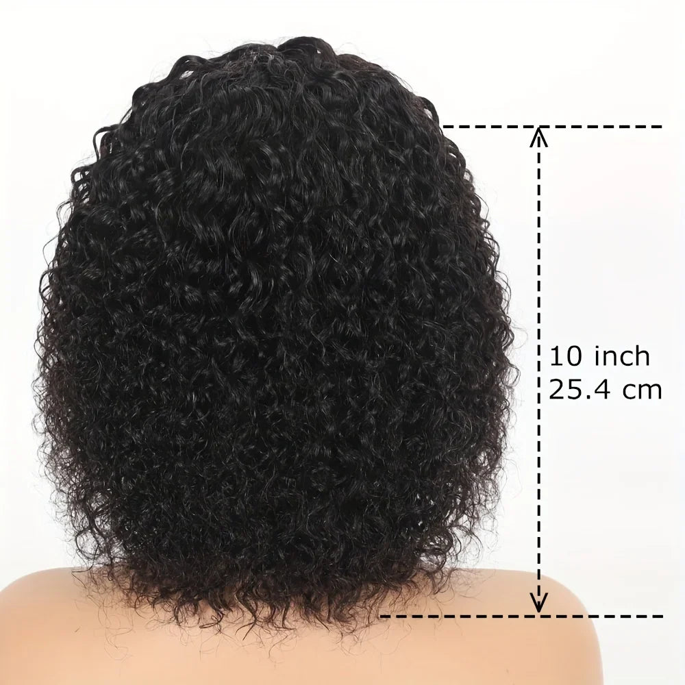 Curly Short Bob Cut Human Hair Wigs With Bangs Kinky Curly Bob Wig Brazilian Remy Hair Full Machine Made