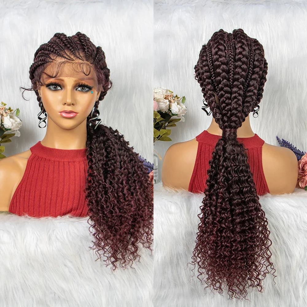 Braided Ponytail Wig | Kinky Curly Lace Front with Baby Hair