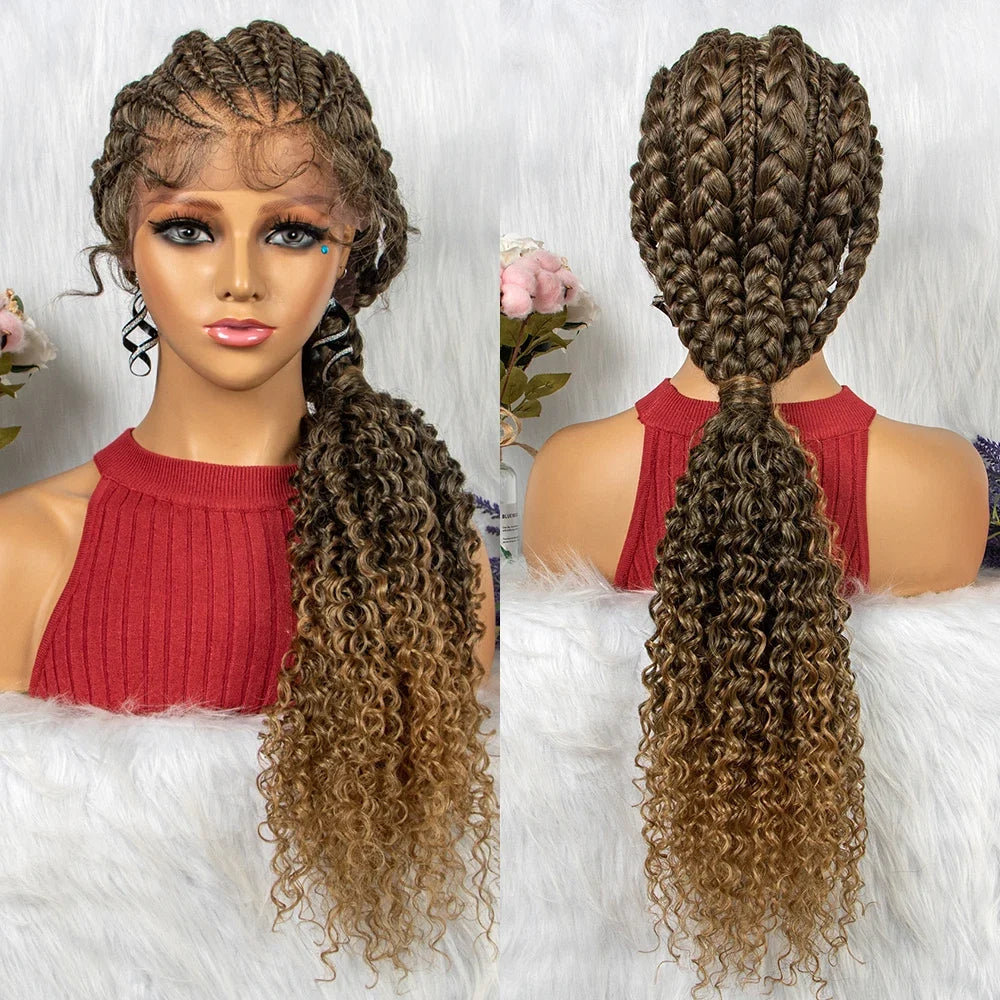 Braided Ponytail Wig | Kinky Curly Lace Front with Baby Hair