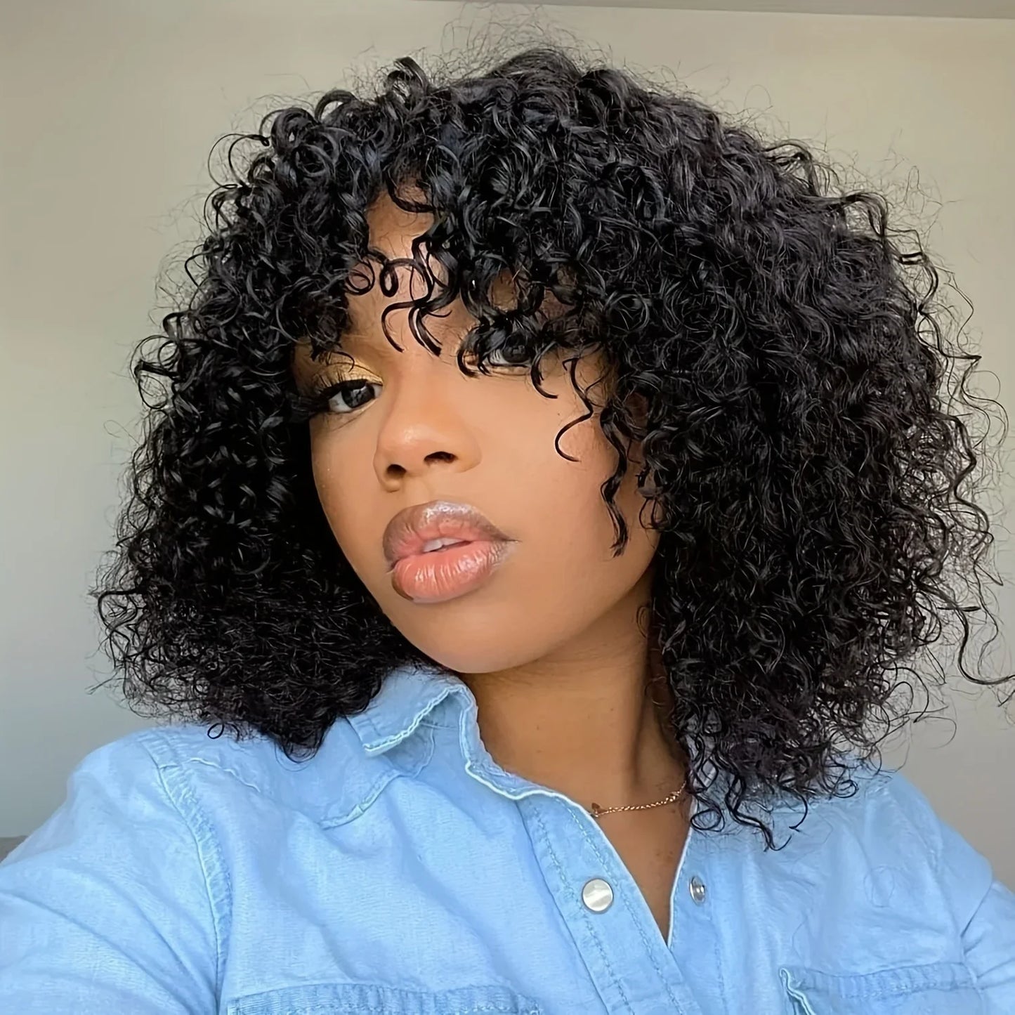 Curly Short Bob Cut Human Hair Wigs With Bangs Kinky Curly Bob Wig Brazilian Remy Hair Full Machine Made