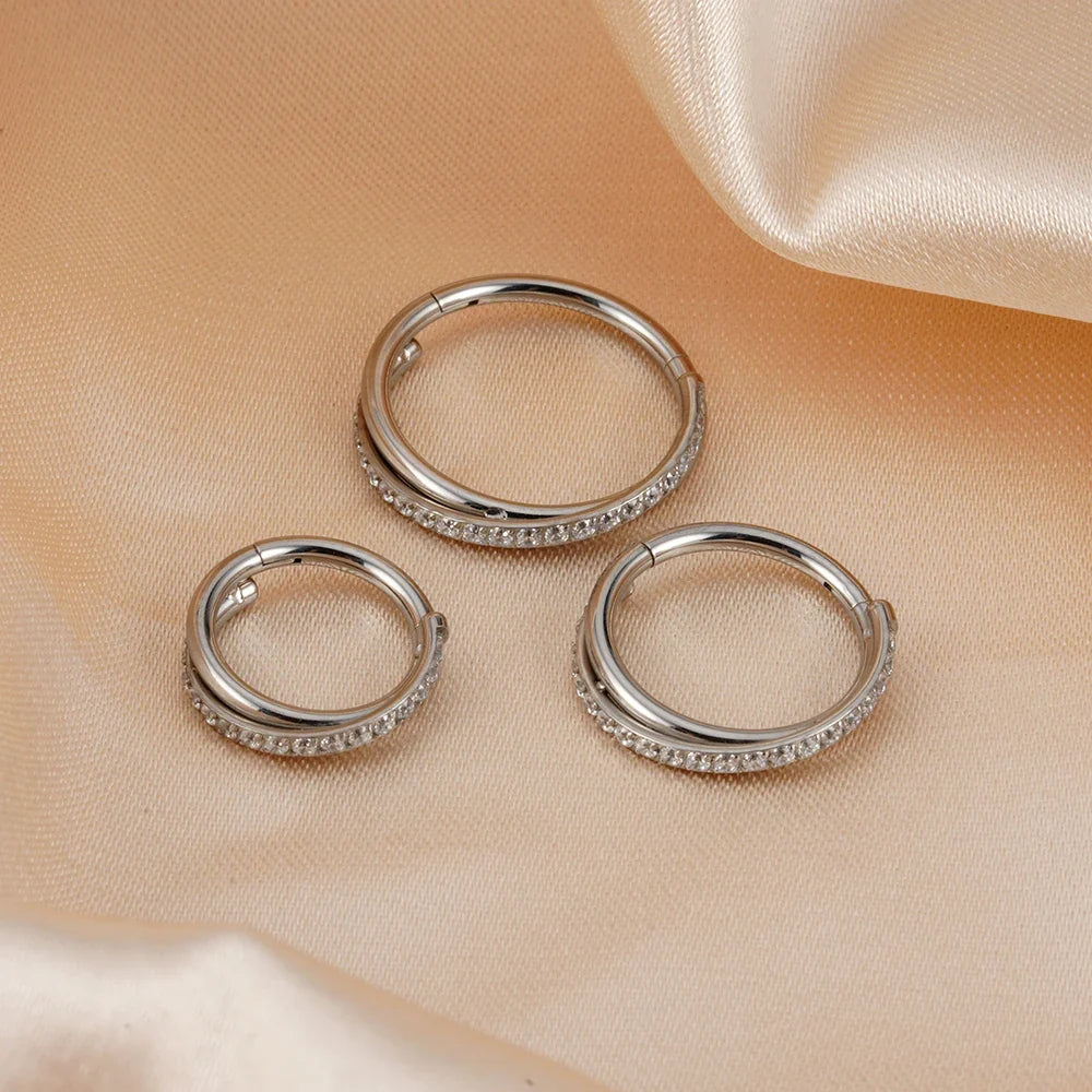 Right Grand Implant Grade Titanium Hinged Seamless Earrings Clicker Hoop Ring for Cartilage Helix Rook Septum Daith Tragus Conch