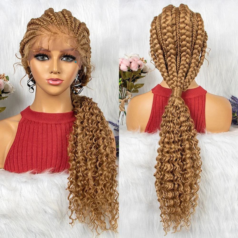 Braided Ponytail Wig | Kinky Curly Lace Front with Baby Hair
