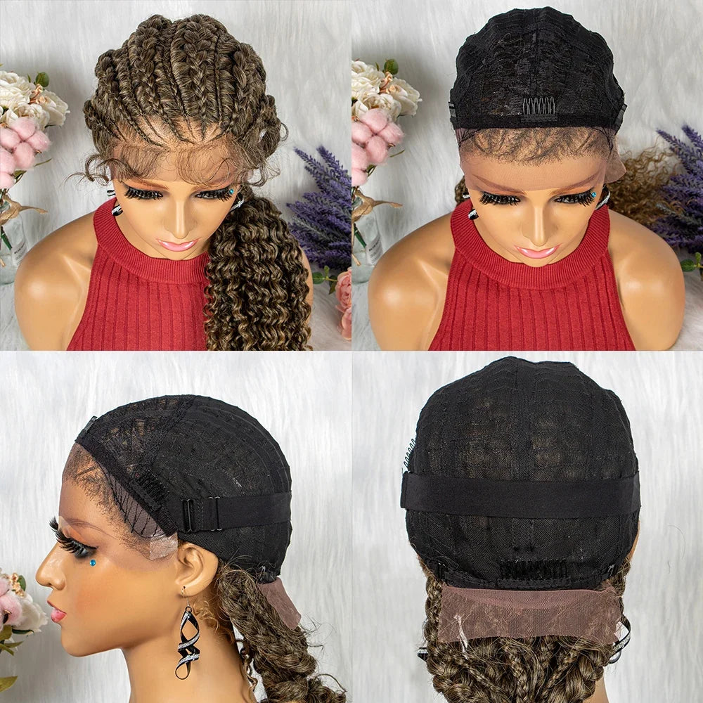 Braided Ponytail Wig | Kinky Curly Lace Front with Baby Hair