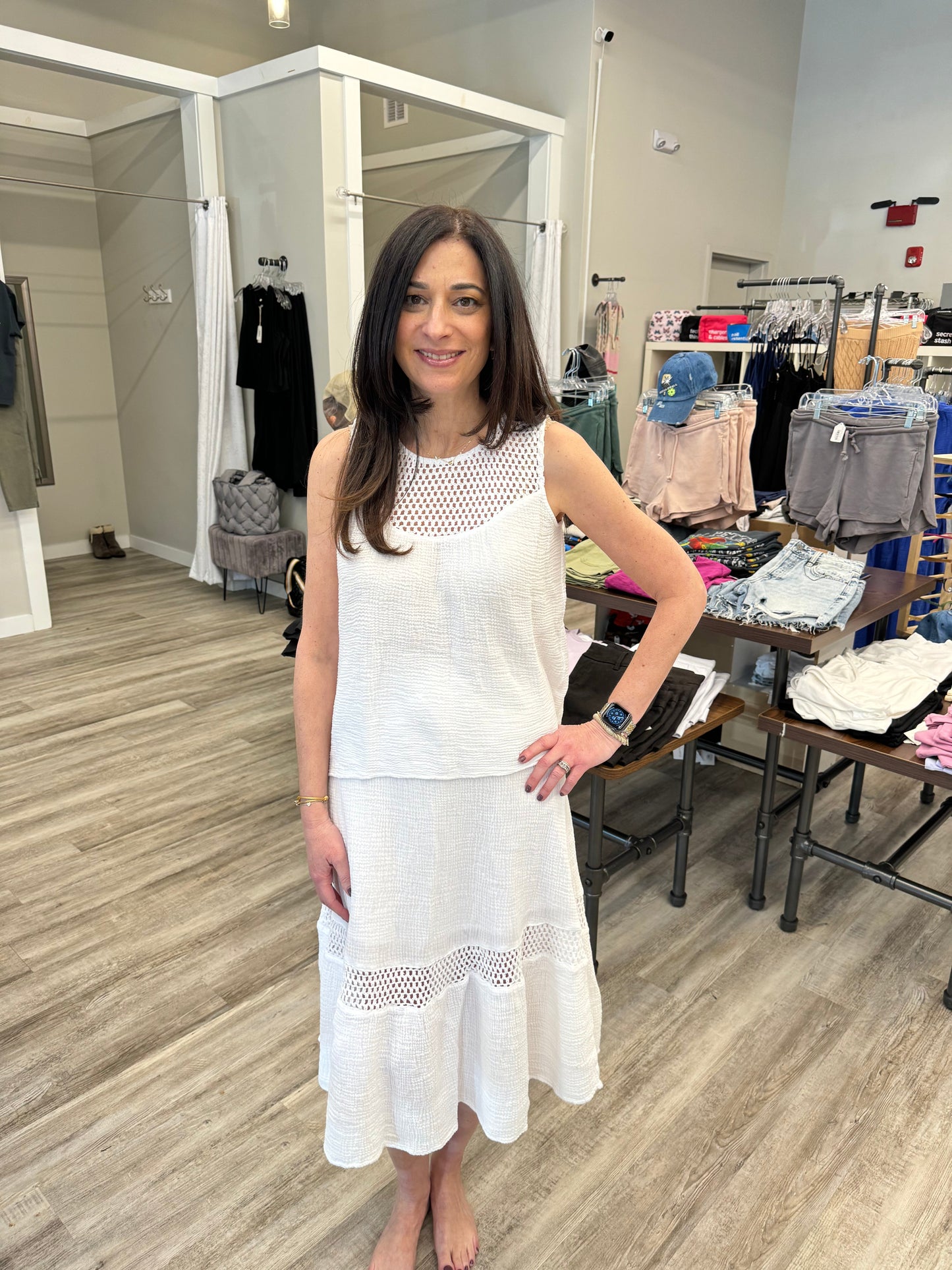 White Gauze & Crochet Top