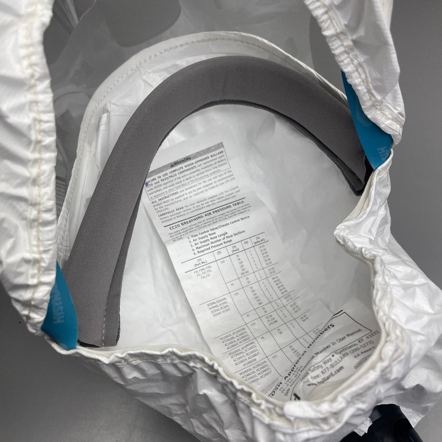 BULLARD (2 PACK) Respirator Hood FacePiece Large 20LFL (for CC20 or PA20/PA30) 8/2011 (New / Old Stock)