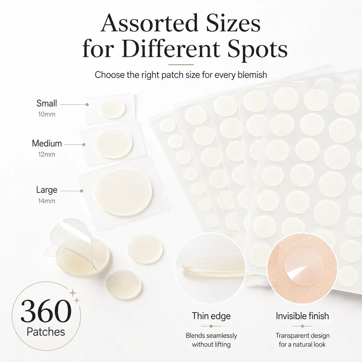 360pcs Face Acne Patch Invisible Skin Care Pimple Acne Patches Anti-inflammatory Healing Absorbing Spot Sticker Covering Acne
