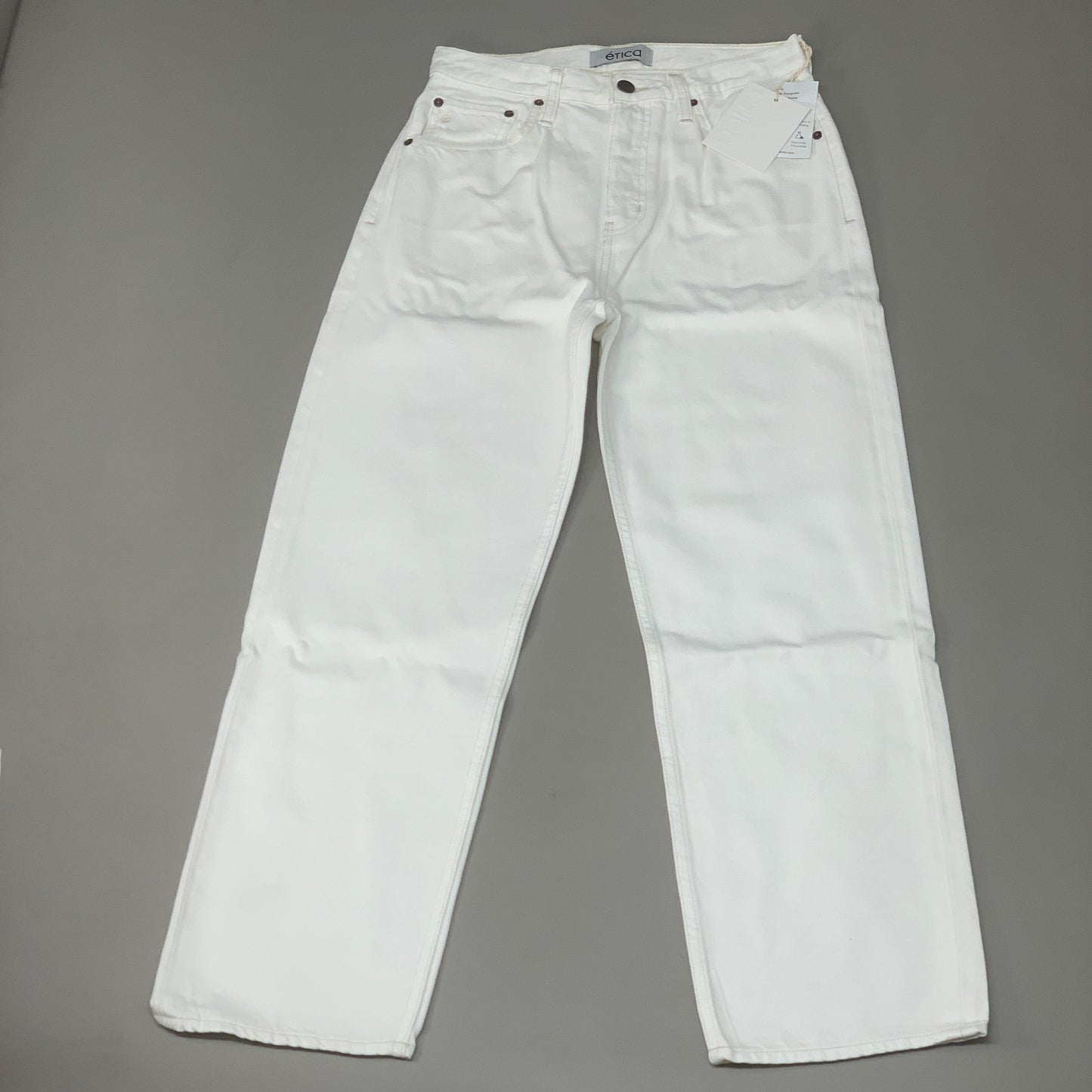 ETICA Tyler High Waist Straight Leg Ankle jeans Vintage White Size 26 EW180114A