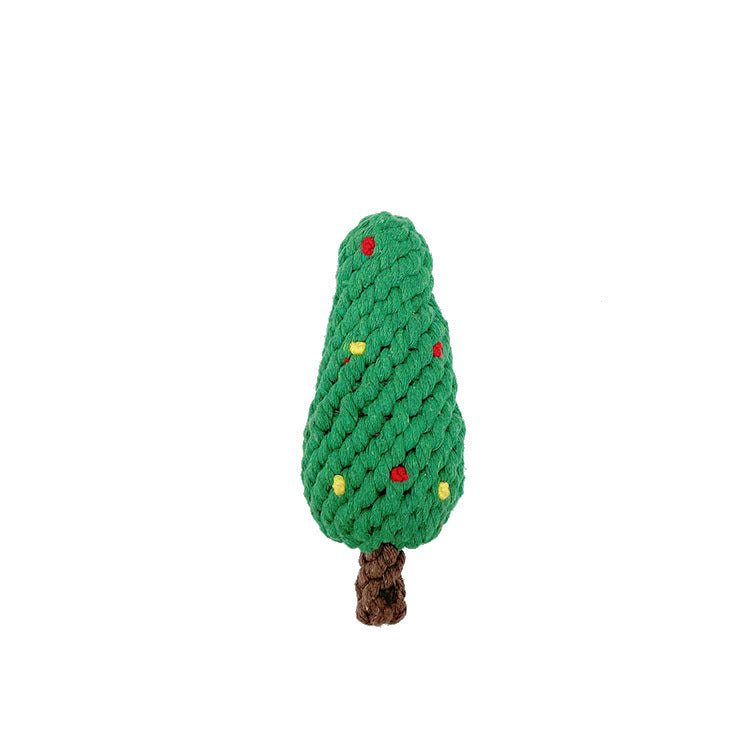 Christmas pet toy gift set dog teeth grinding bite resistant cotton rope hand woven
