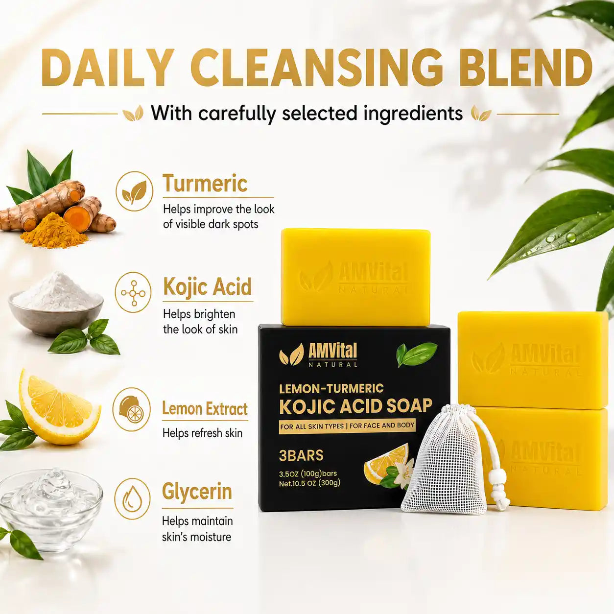 AMVital Lemon Turmeric Kojic Acid Soap Bar