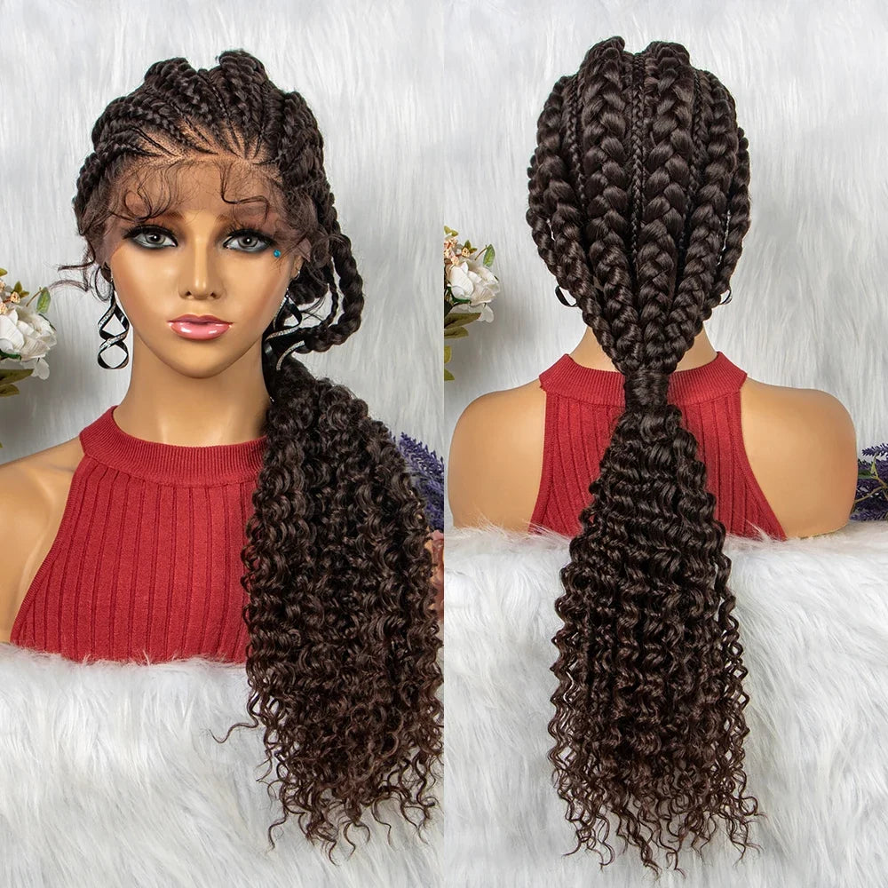 Braided Ponytail Wig | Kinky Curly Lace Front with Baby Hair