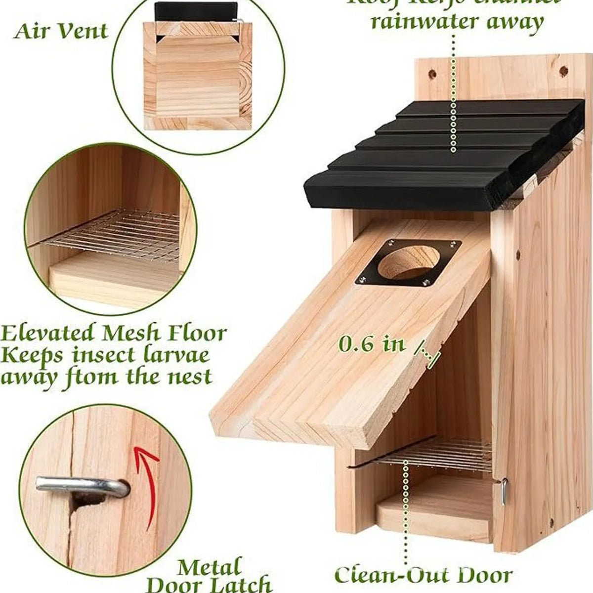 Bird House Wood Hanging Nesting Box Sheltered Warm Place Outside Bluebird Viewing House Feeder for Pet Supplies Patio Small Bird