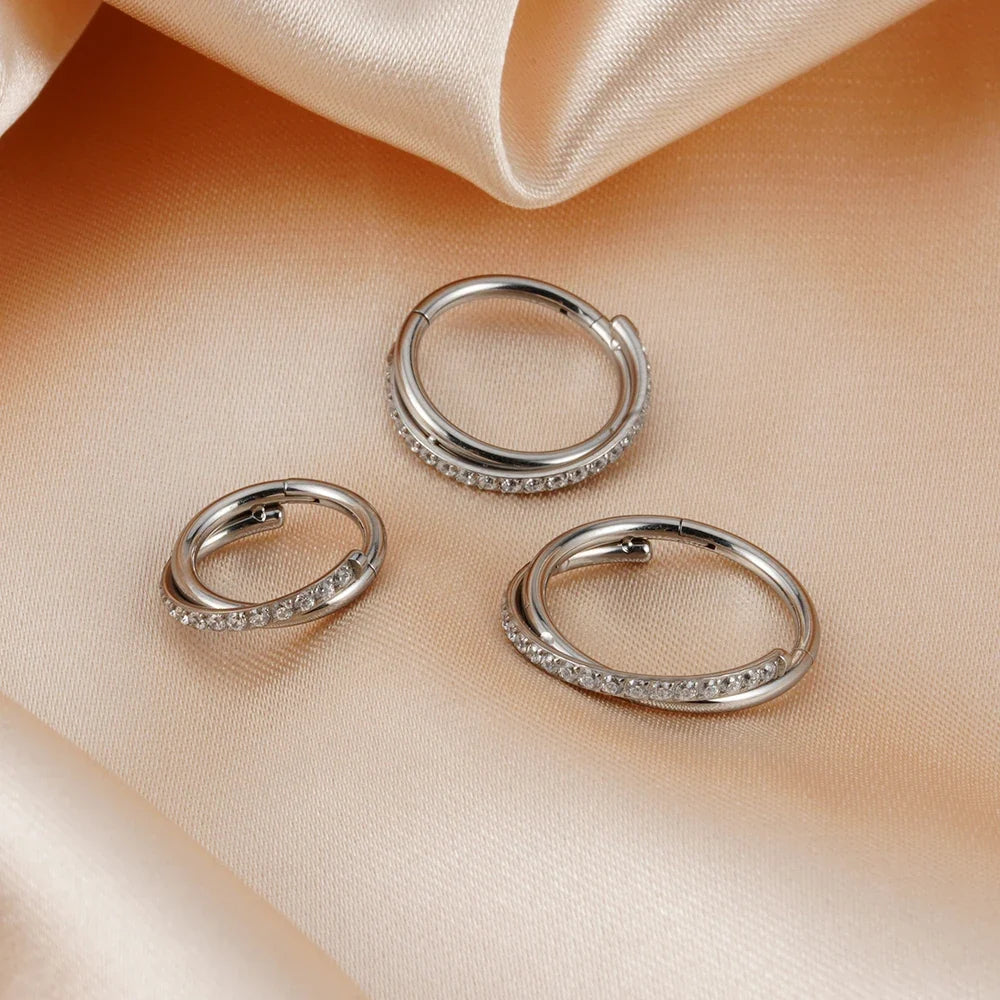 Right Grand Implant Grade Titanium Hinged Seamless Earrings Clicker Hoop Ring for Cartilage Helix Rook Septum Daith Tragus Conch