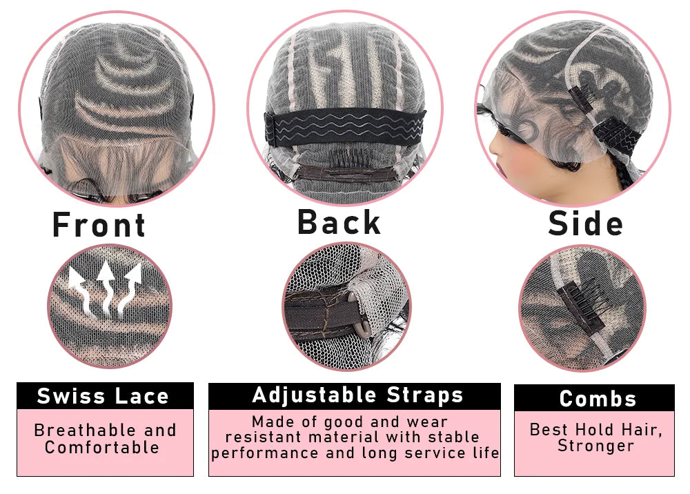 16 Inch Cornrow Braided Wig | Full Lace with Bantu Knots and Baby Hair