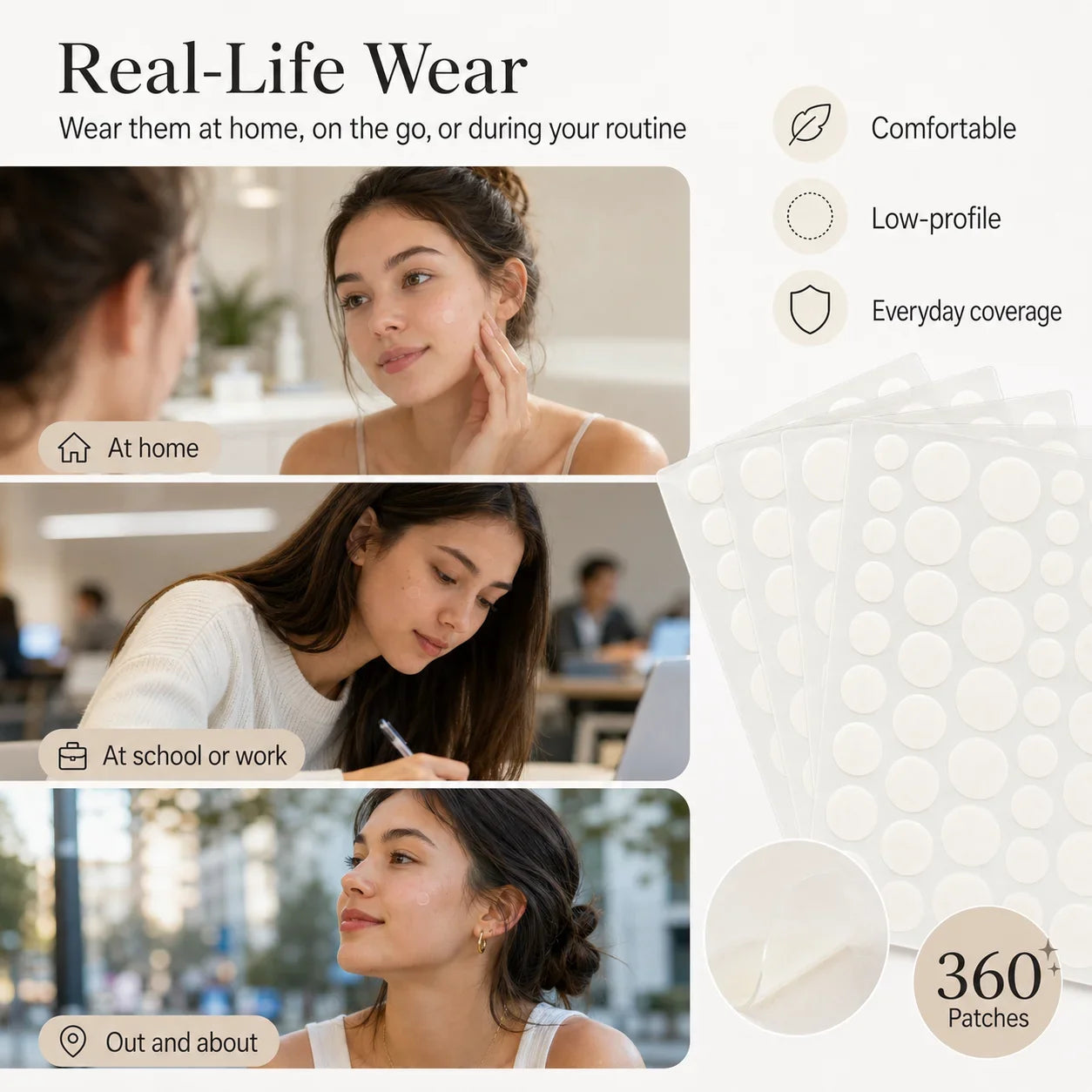 360pcs Face Acne Patch Invisible Skin Care Pimple Acne Patches Anti-inflammatory Healing Absorbing Spot Sticker Covering Acne