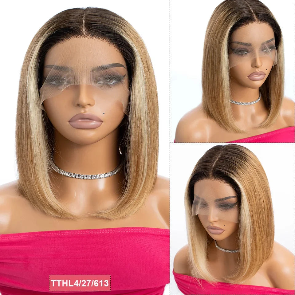 Ginger Short Bob Wig | Straight Human Hair T-Part Lace Front