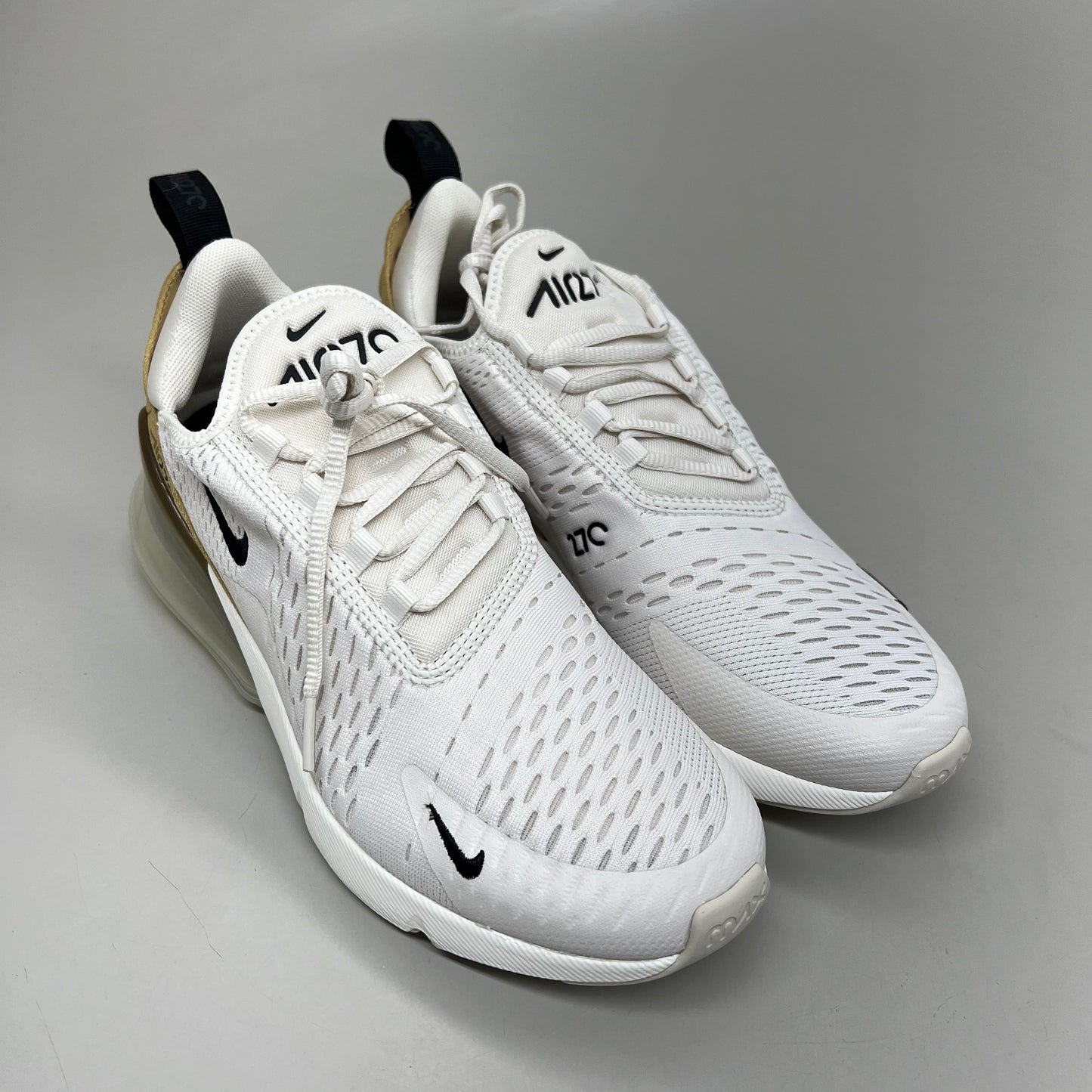 NIKE W Air Max 270 Foam Insole Mesh Sneakers Women's Sz 8 White Gold DZ77736 001