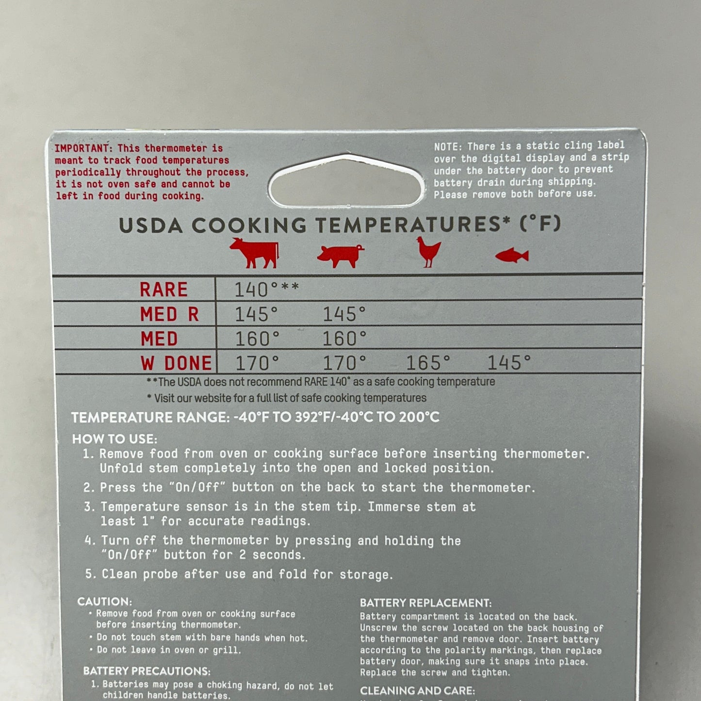 TAYLOR Compact Folding Thermometer Fahrenheit/Celsius Black (New)