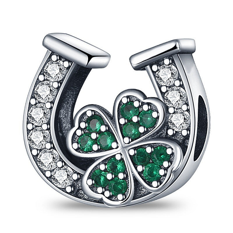 U-shaped Horseshoe Clover Wishing Tree Pendant Copper Silver Plated DIY Jewelry