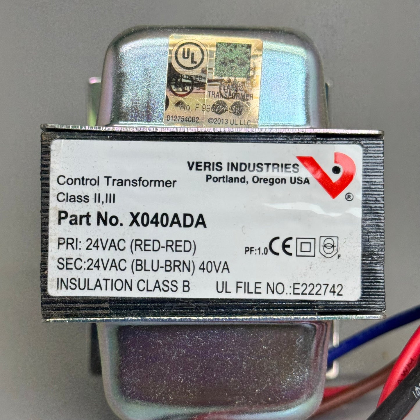 VERIS Power Transformer 1 Hub 1 Foot 24 VAC 40VA 3”Hx2 1/2”Lx2”W X040ADA