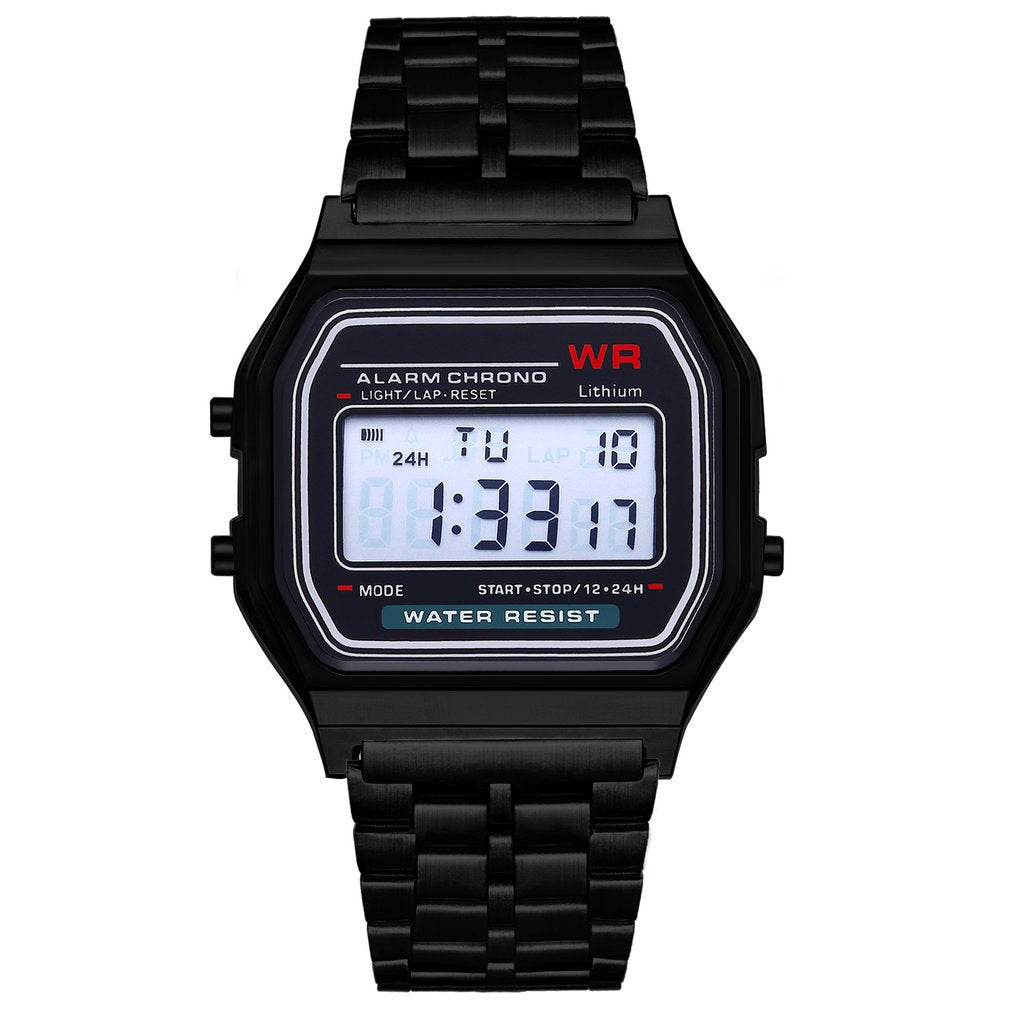 Sports children's electronic steel strip night light alarm clock steel strip watch multi-color electronic watch