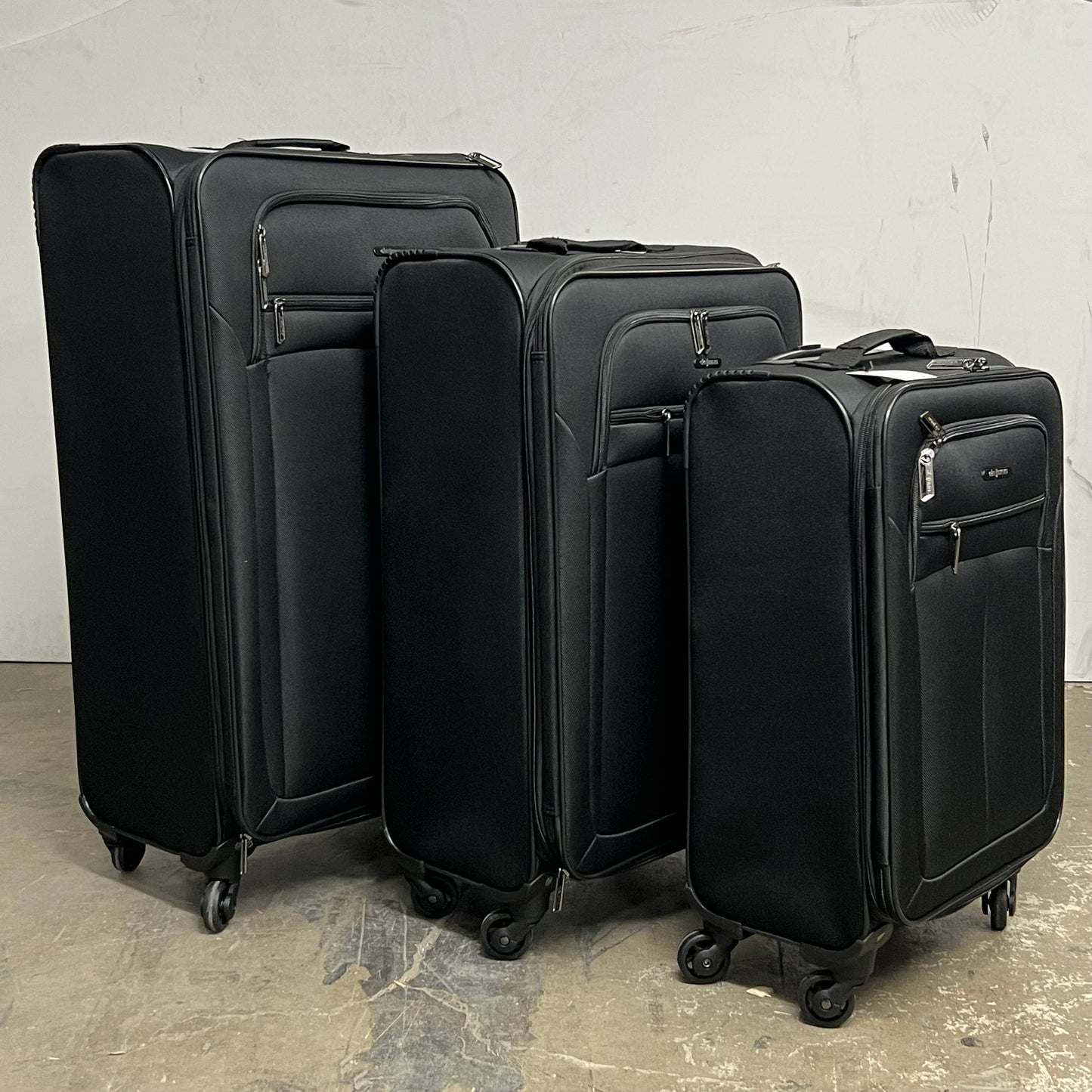 DEJUNO (3 PACK) Lightweight Expandable Spinner Luggage Suitcase Set Black 2302DJBF