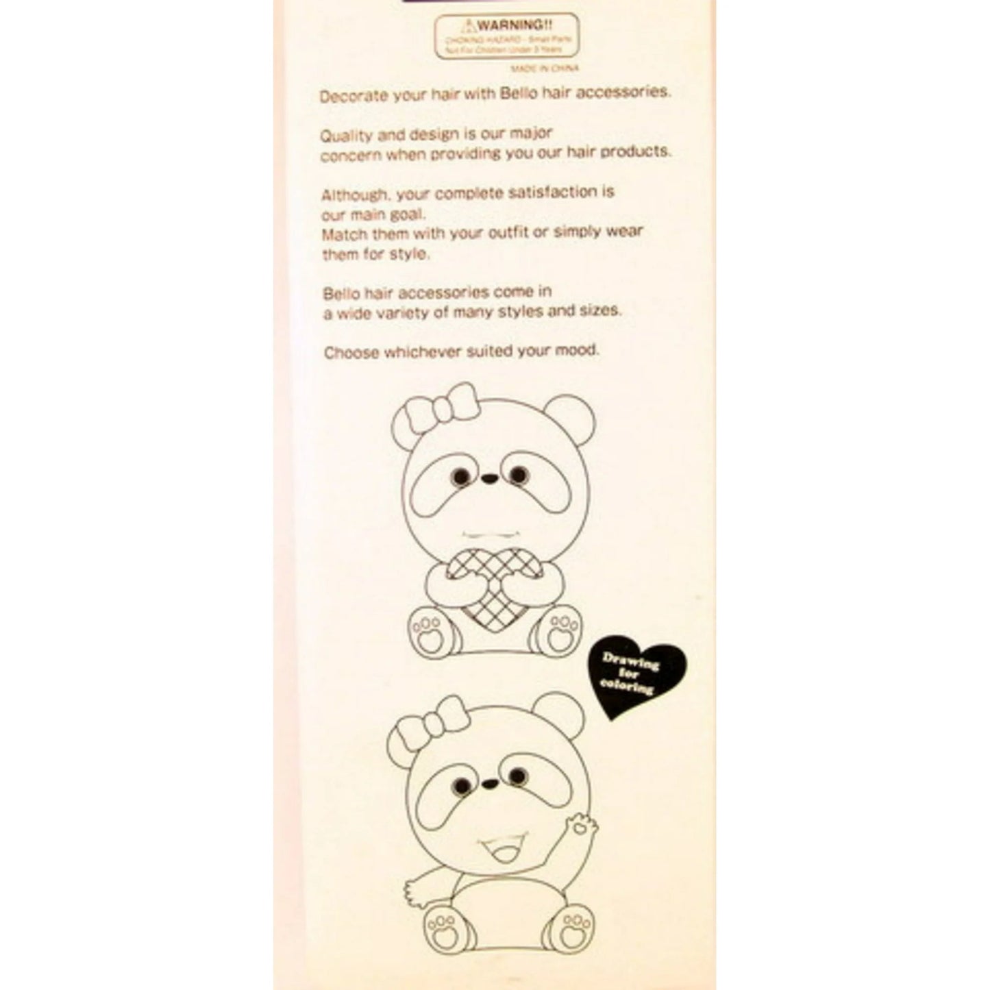 Bello Panda Kids Hair Tie - 72 pc