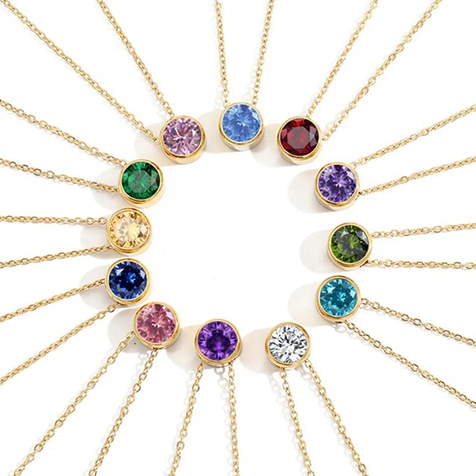 Style Loft Collection Stainless Steel Birth Gemstone Necklace