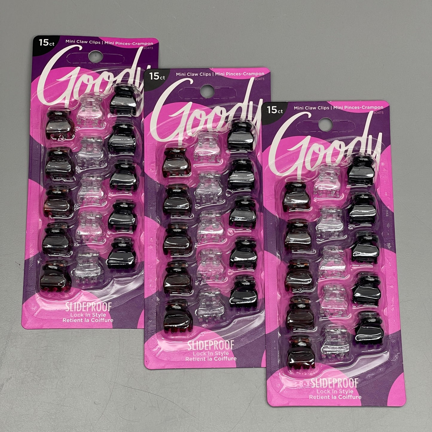 GOODY Mini Claw Hair Clips 15 CT Black/Brown/Clear 3000136 (New)