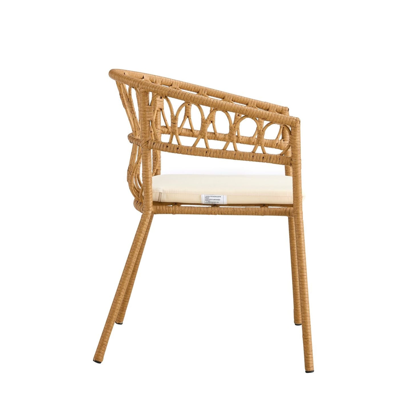 Outdoor dining set of 5 simple bamboo dinning table  PE ratten round table 110CM plastic wood top