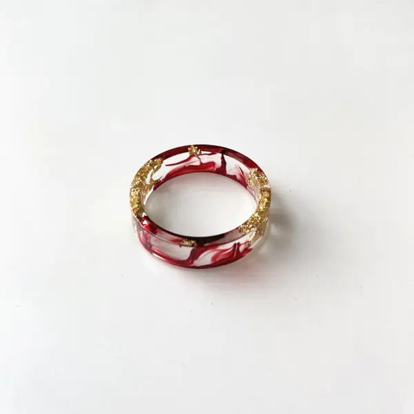 Style Loft Collection Handmade Dried Flowers and Gold Foil Resin Ring