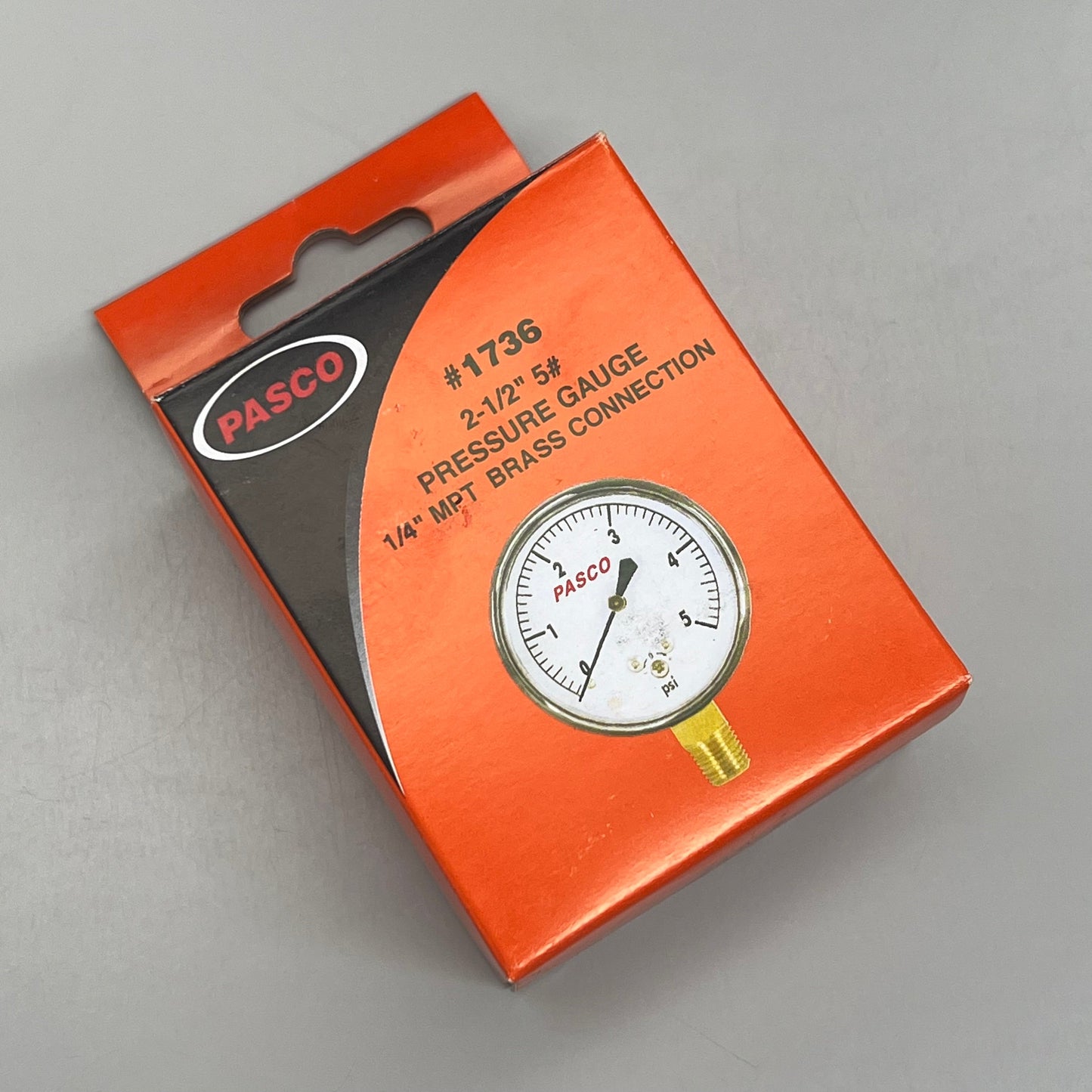 PASCO Extremely Accurate Pressure Gauge 1/4" MPT Brass Connection #5 2-1/2" 1736