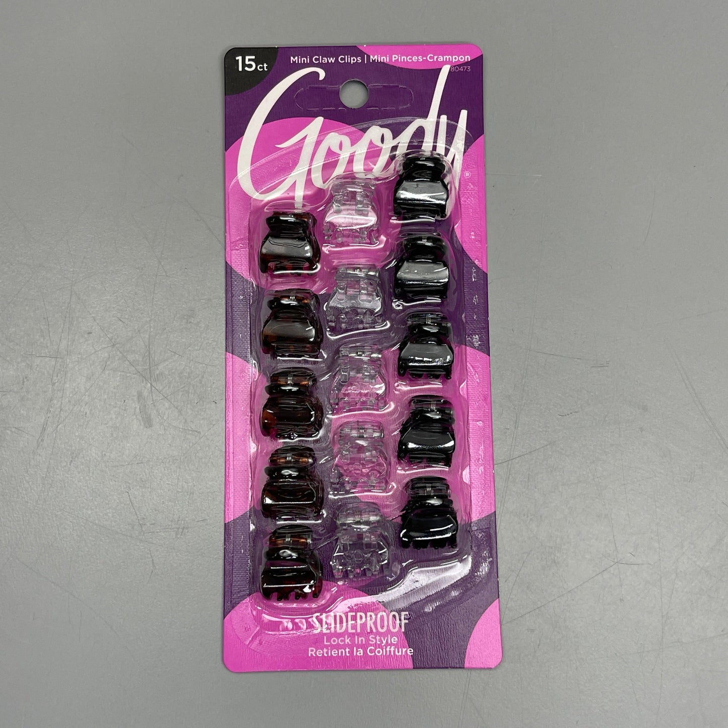 GOODY 3 Sets of 15! Mini Claw Hair Clips 45 CT Black/Brown/Clear 3000136 (New)
