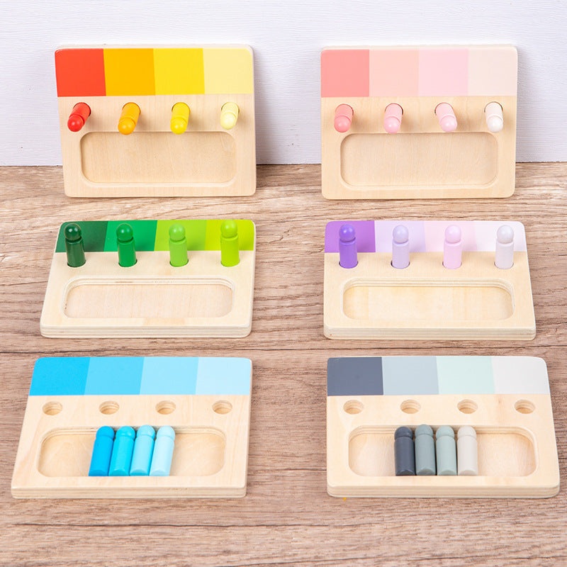 Colorful sensory integration wooden insert board, hands-on and brainpower color discrimination teaching aids, children's wooden toys