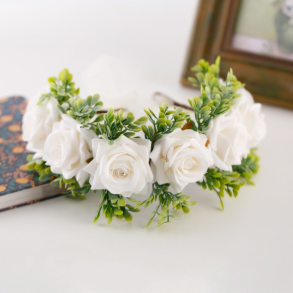 Handmade flower wreaths seaside vacation wedding accessories velvet adjustable hair accessories
