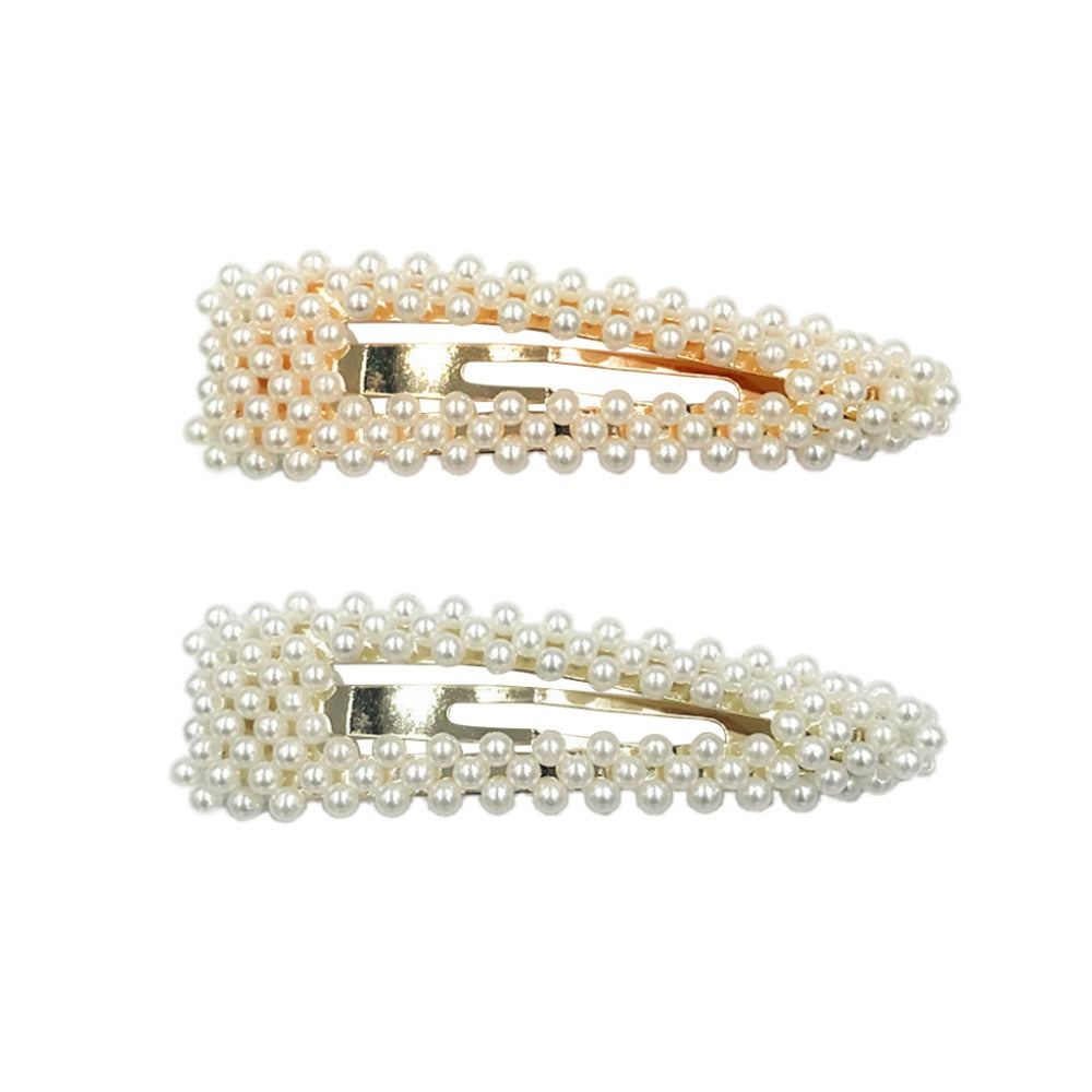 Women Bridal Vintage Faux Pearl Wrapped Hairpins Girl Glitter Accessory Gold/Silver Metal Alloy Hair Clip Water Drop Wedding