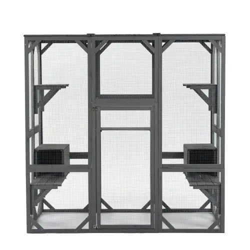 Style Loft Collection Outdoor Wooden Cat Apartment with Jump Platform