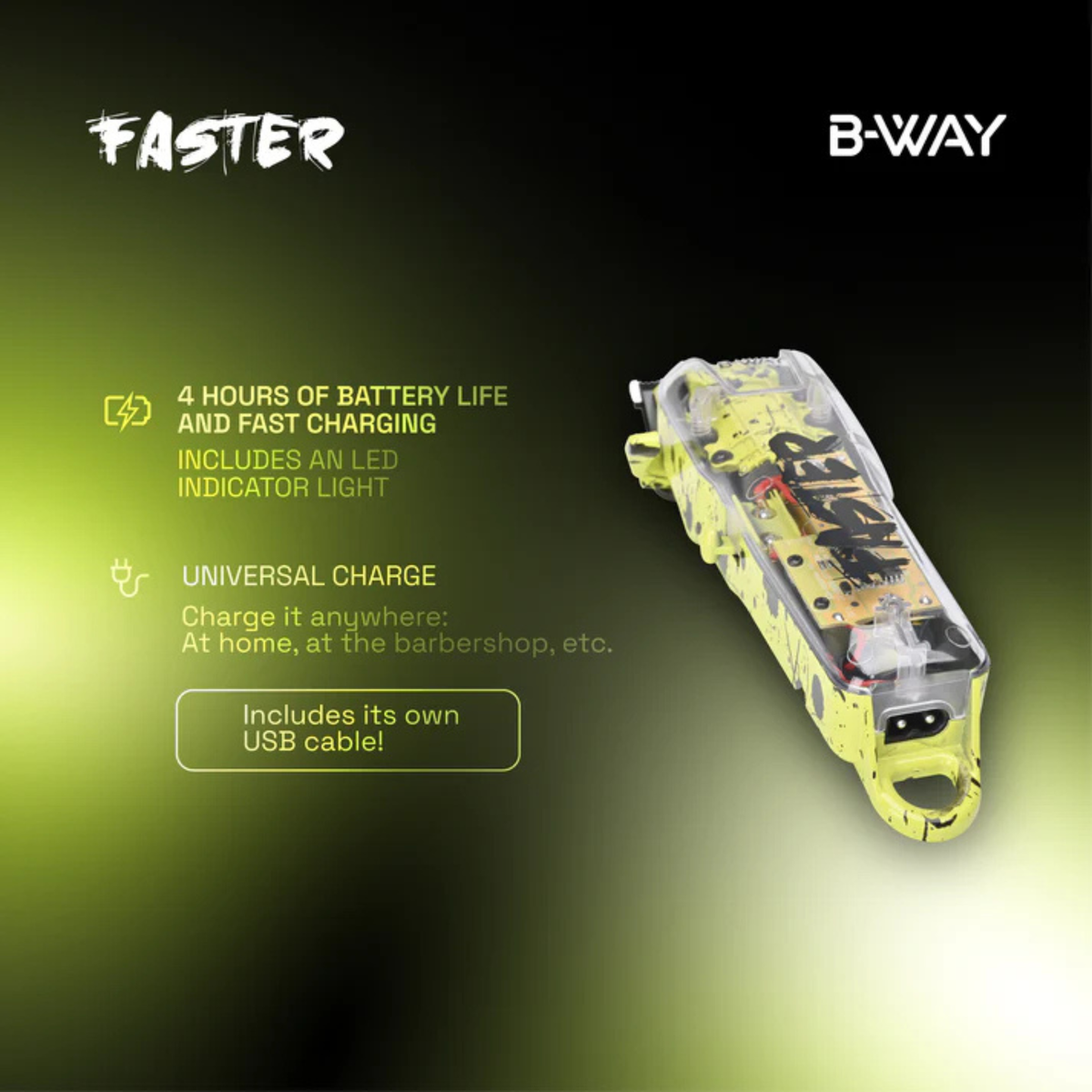 B-WAY Professional Barber Kit – Cordless Hair Clipper & Trimmer Set – Faster Clipper + Golden Gate Precision Trimmer for Fades, Haircuts, Edge-Ups, Beard Detailing & Outlining